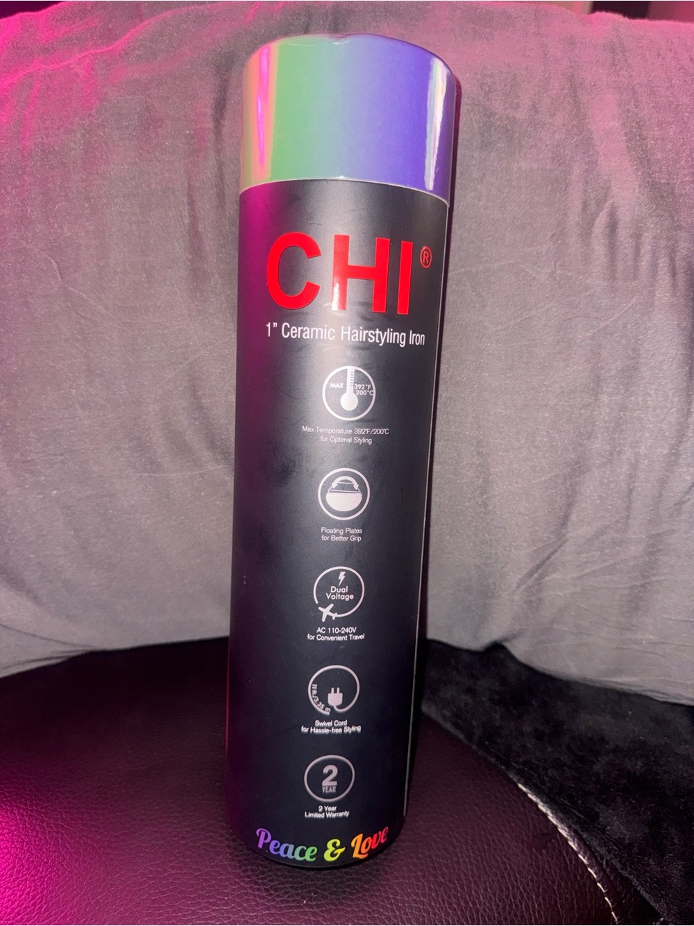 CHI 1" Ceramic Hairstyling Iron - Peace & Love" collection.